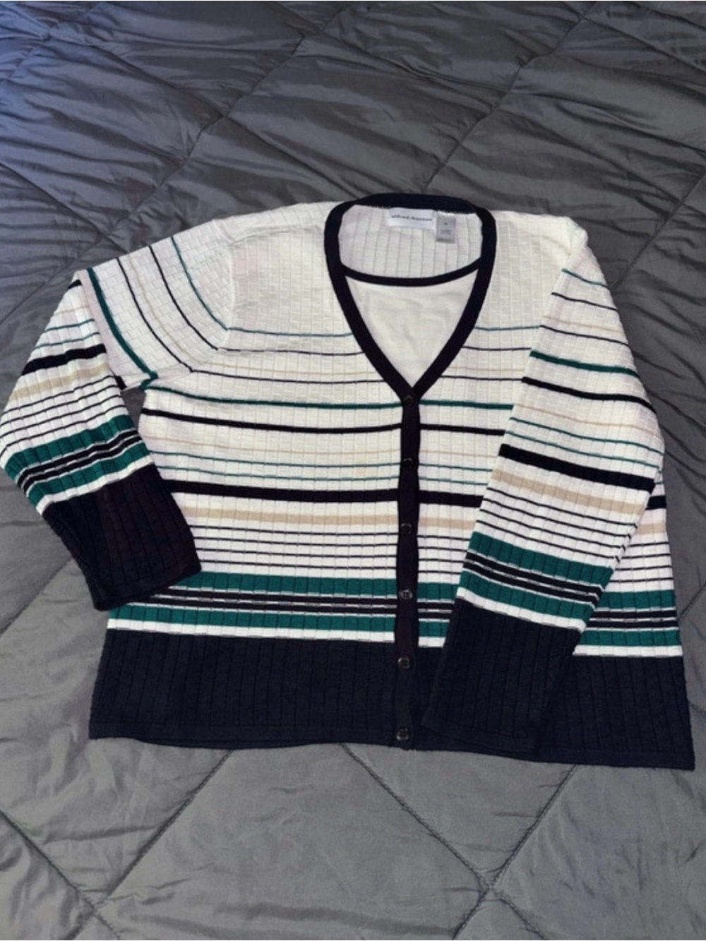 Alfred Dunner Striped Button-Front Knit top, Women’s XL, 100% Acrylic